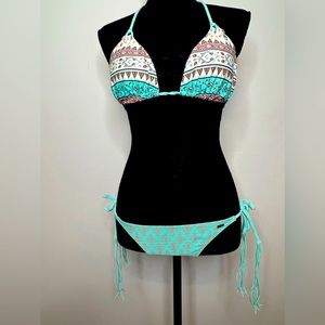 Roxy Boho Print Fringe Bikini Set